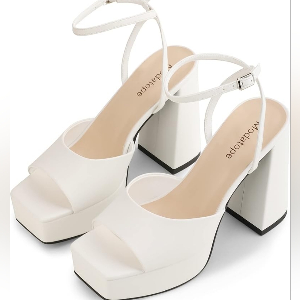 Modatope Women's White Platform Shoes Size 9